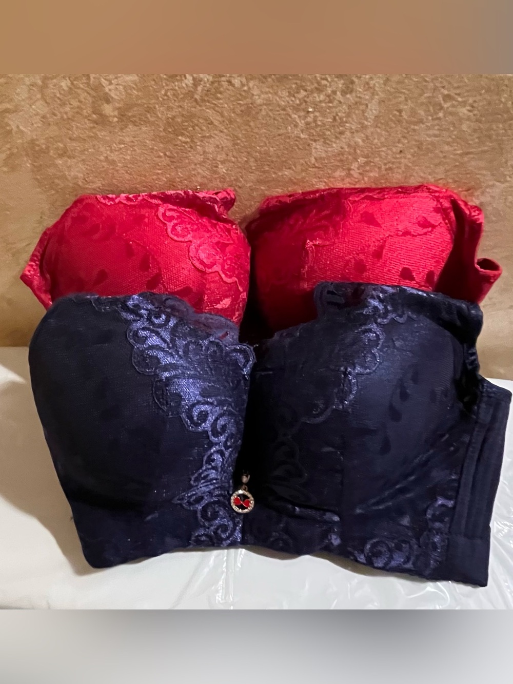 Lace Push-Up Bra Duo - Red & Navy Bundle